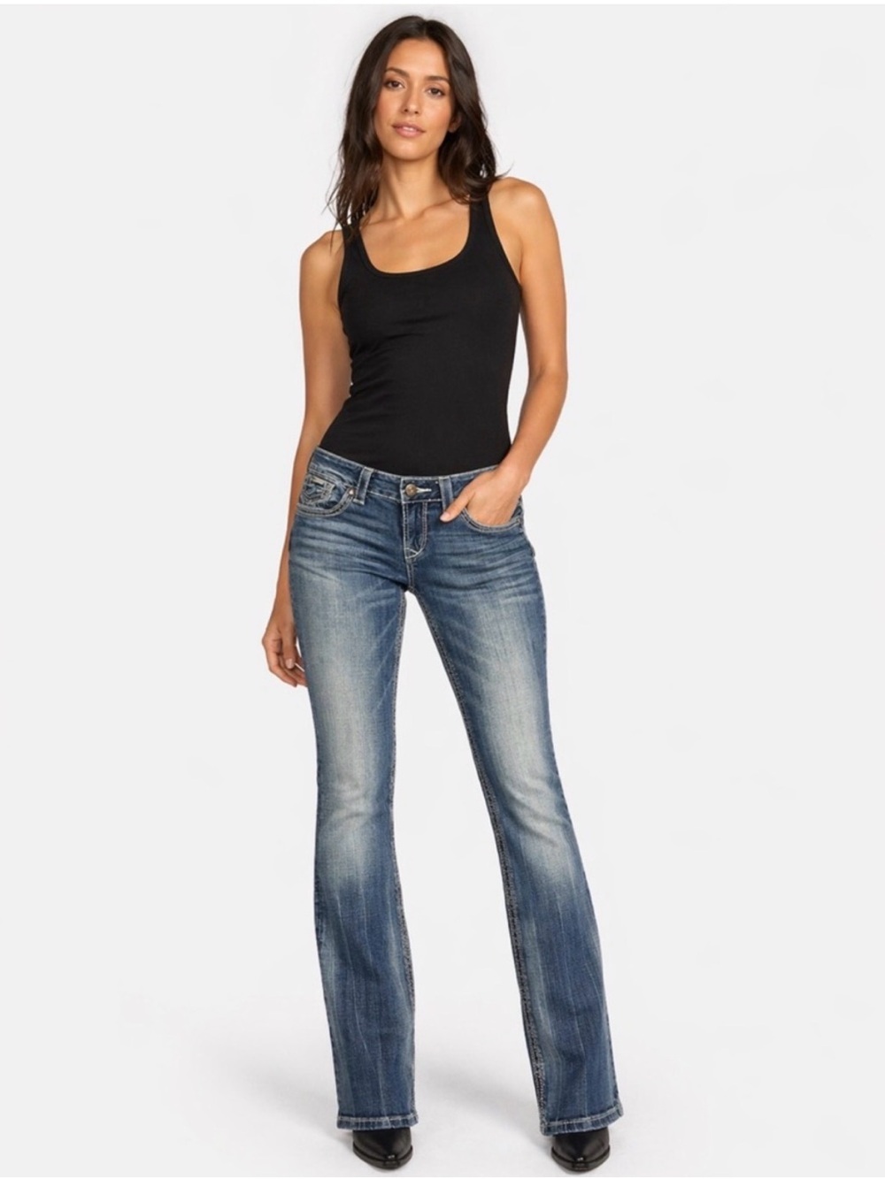 Vintage ReRock by Express Women's Boot Cut Jeans in Washed Blue